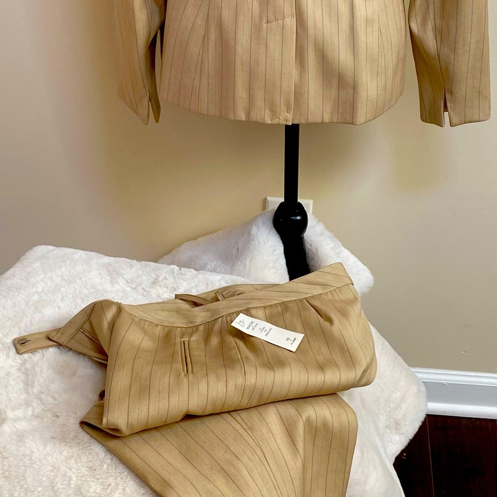 Tan pin strip suit